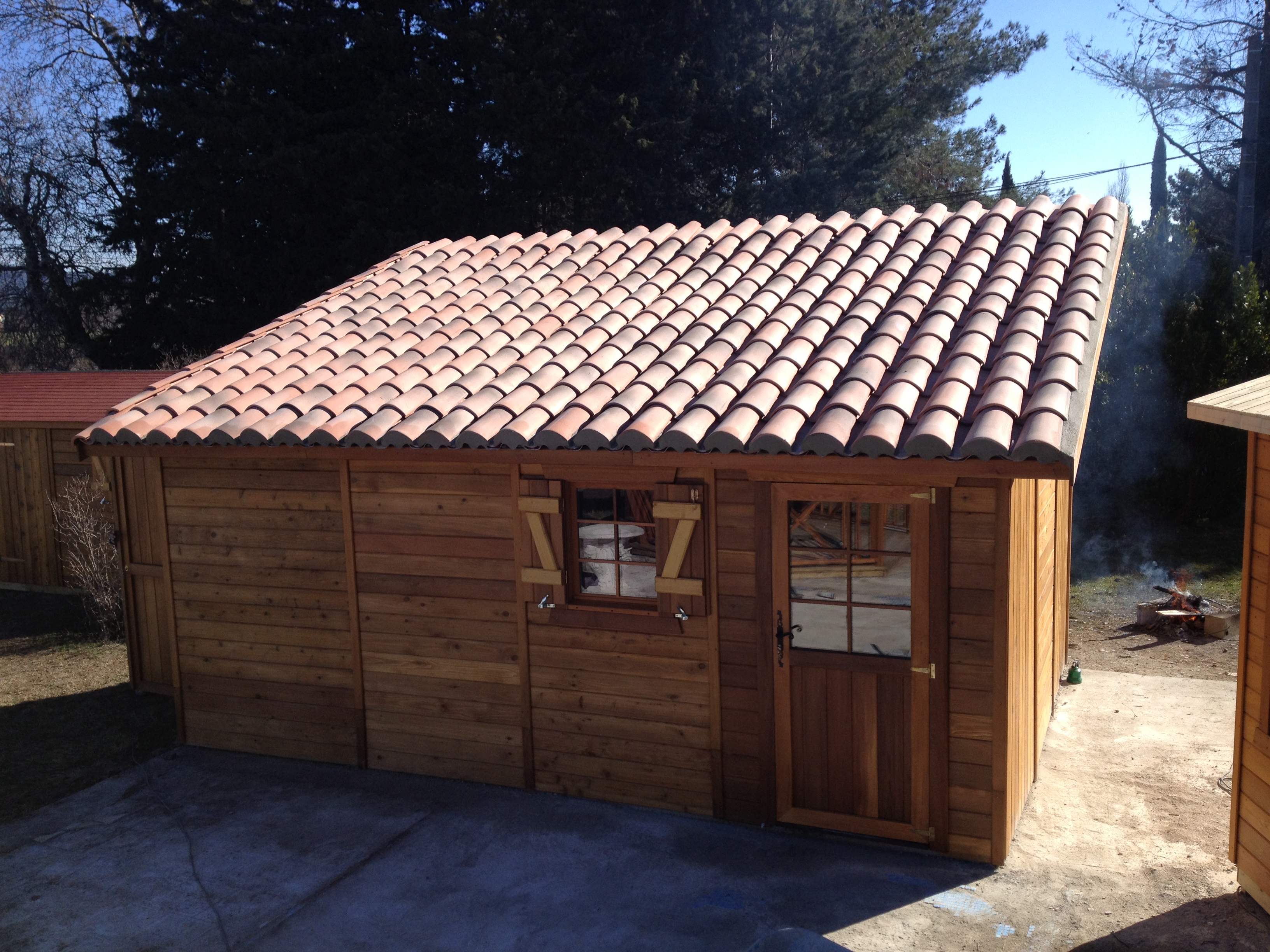 Garage ossature bois monopente